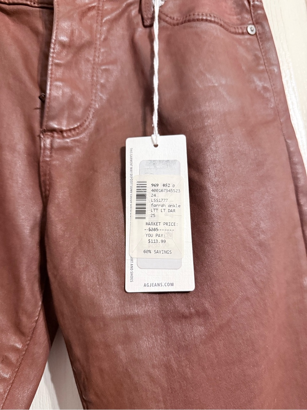 AG Adriano Goldschmied Leather-look Skinny Pants in Rust Brown - Picture 4 of 4
